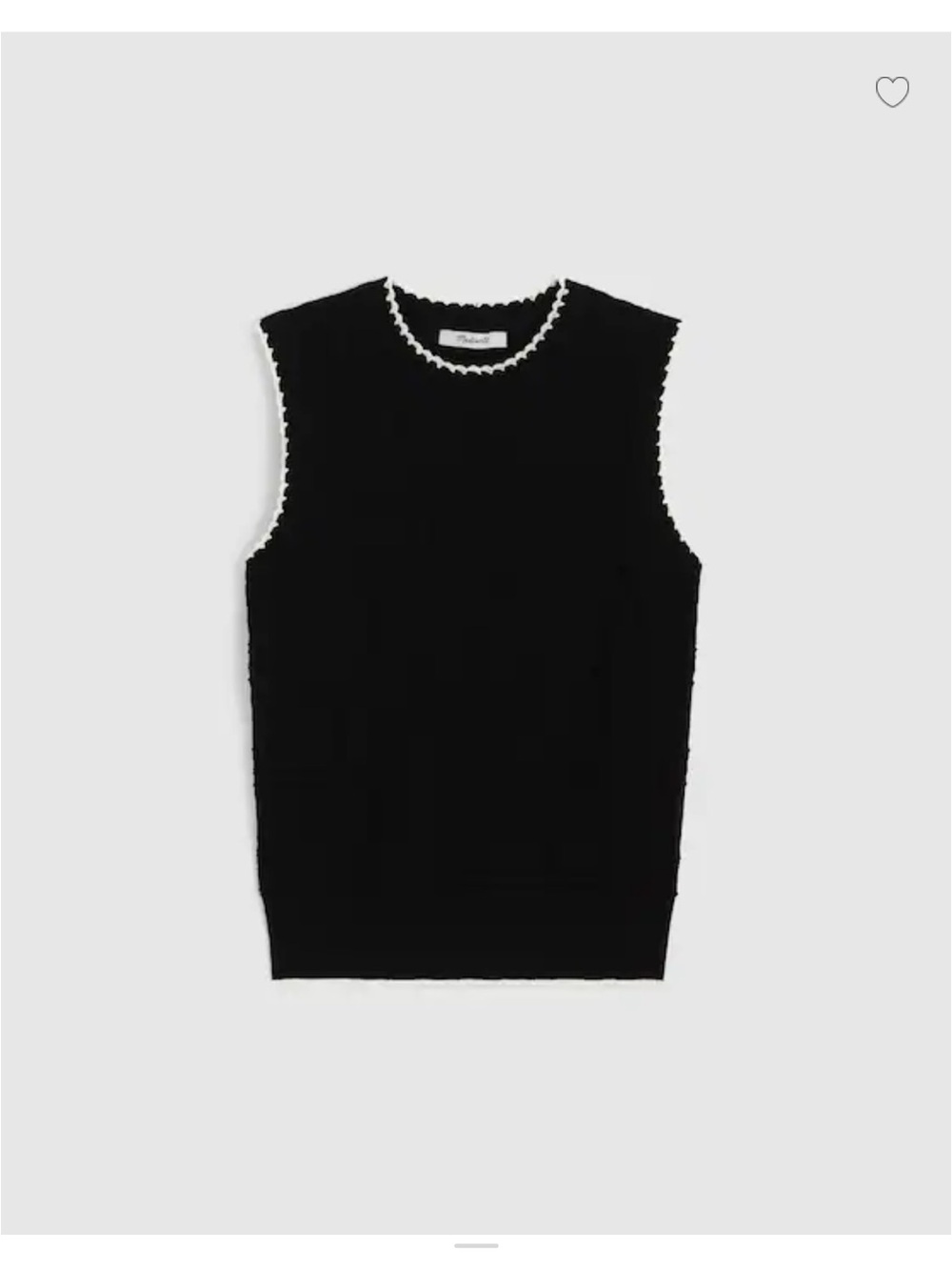 Madewell Black Femme Peplum Emi Knit Tank Top with White Trim NW500 XXS